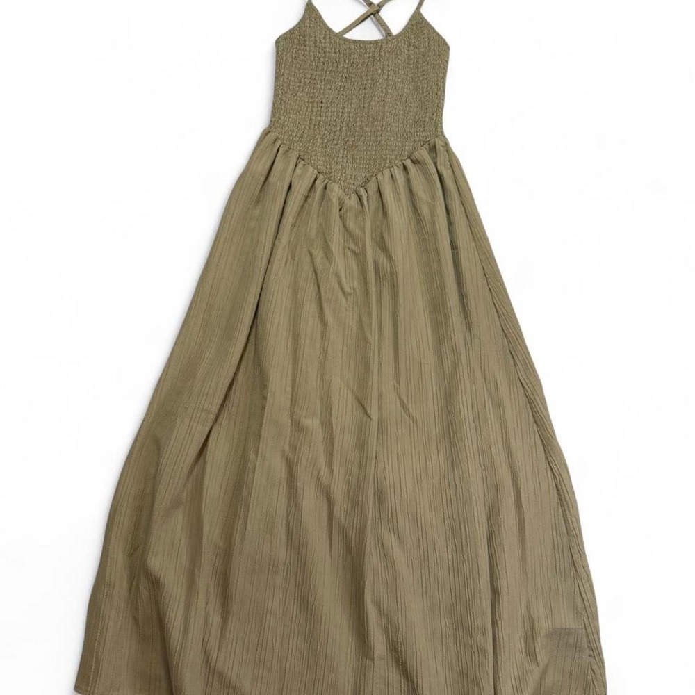 ASOS Design Sage Green Smocked Plissé Crinkle Maxi Dress